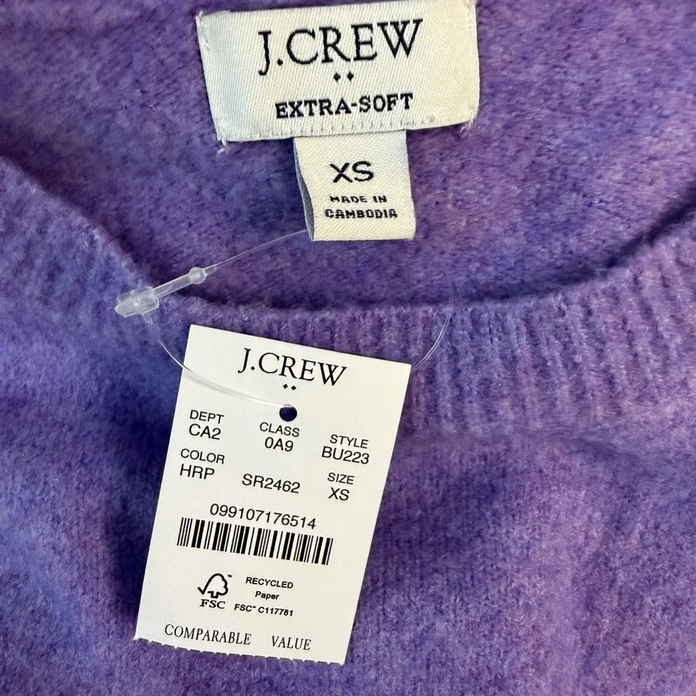 J. Crew NWT Size XS Purple Crewneck Extra Soft Sweater